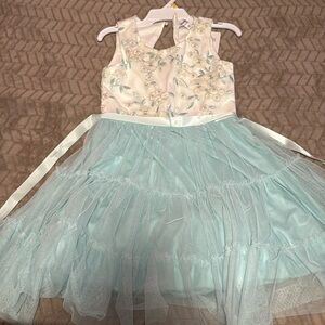 Layered formal floral ribbon flower dress